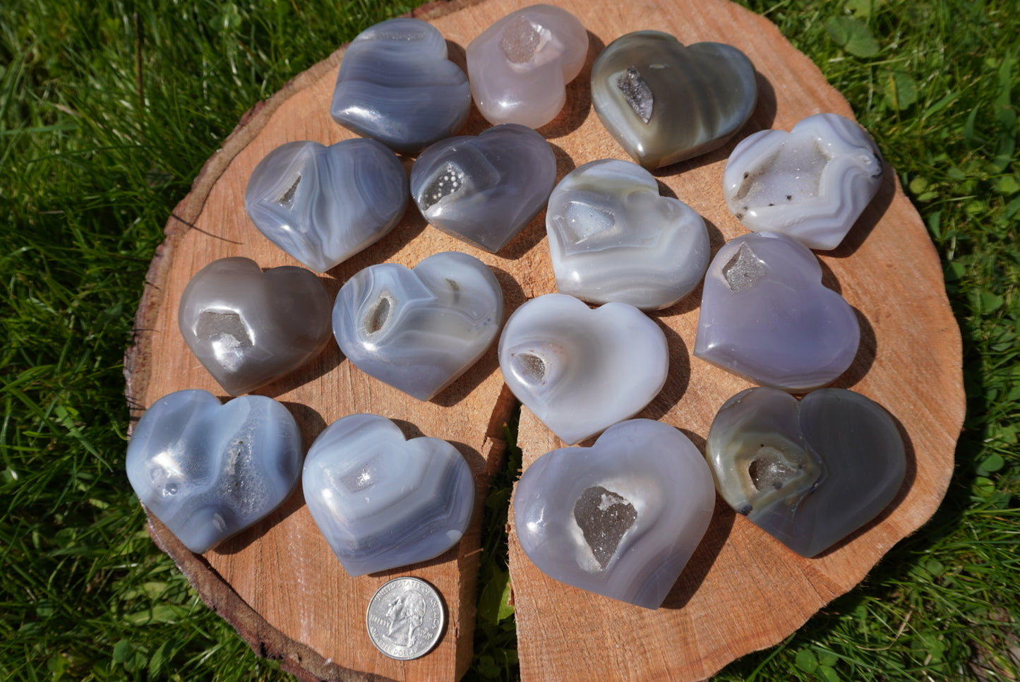 Corazones hinchados de ágata druzy