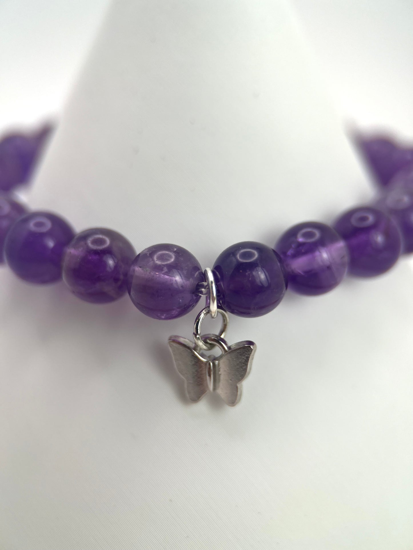 Amethyst 8mm Butterfly Bracelet