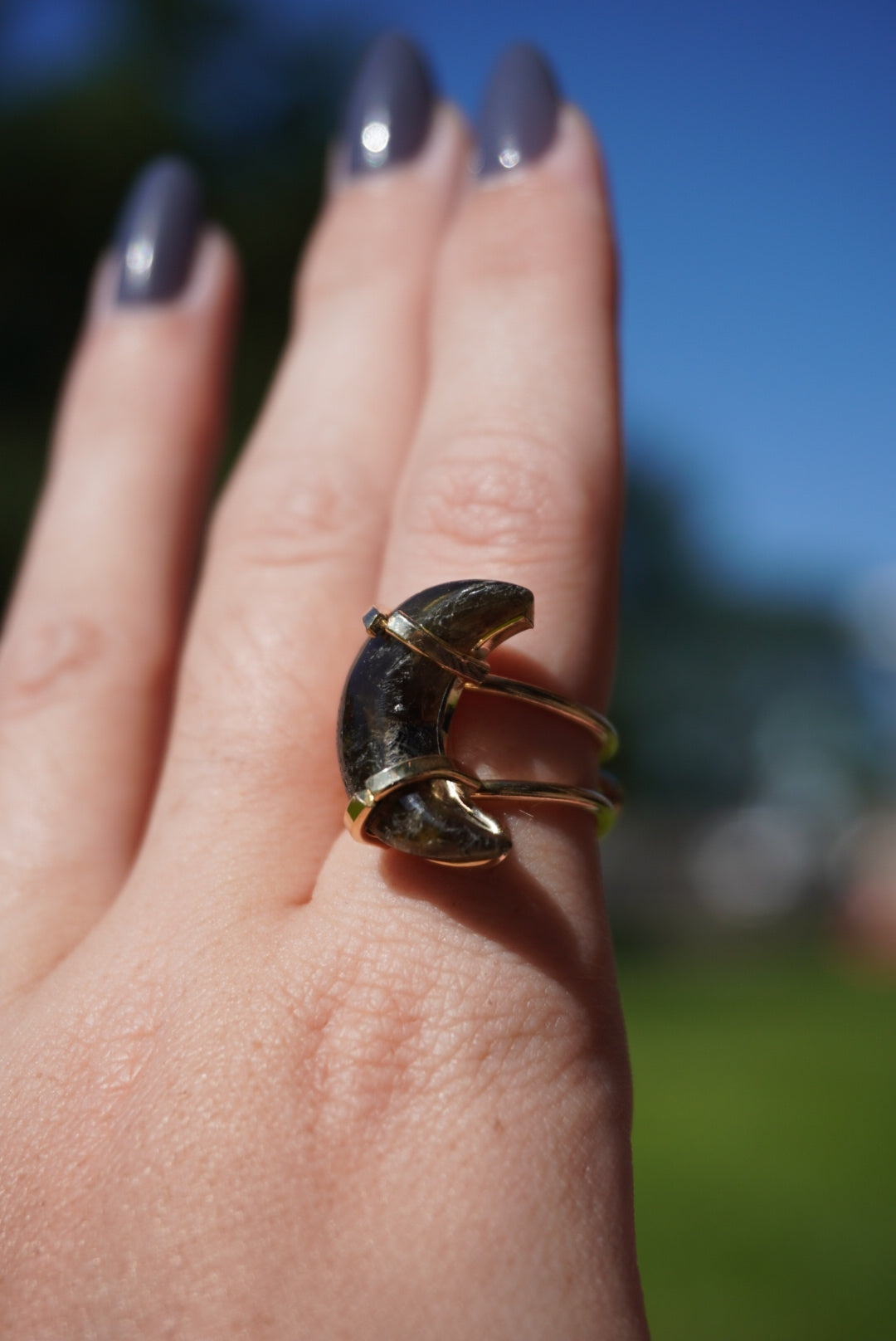 Labradorite Moon Adjustable Ring