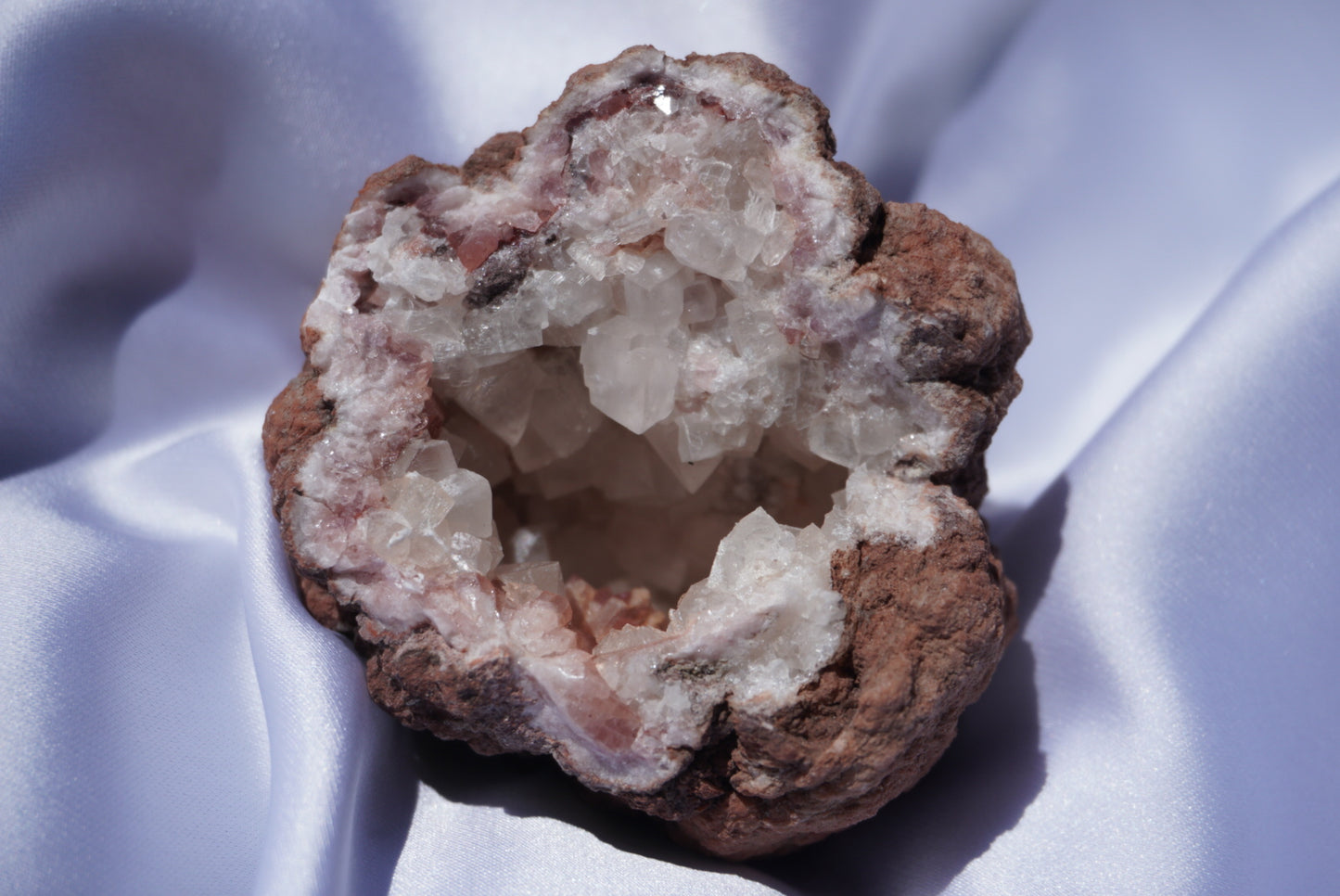 Pink Amethyst Geode with Calcite Inclusions