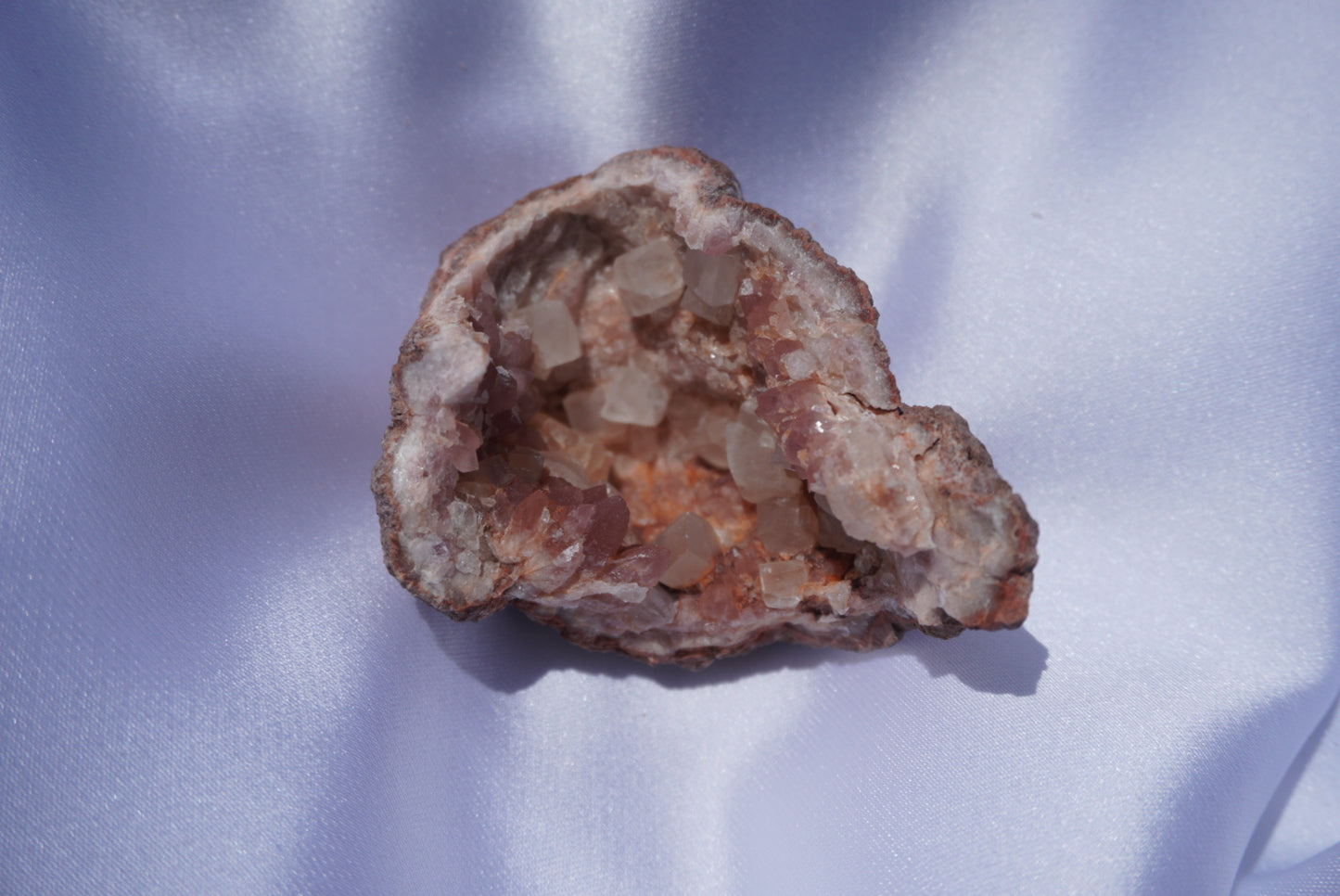 Pink Amethyst Geode With Calcite Inclusions
