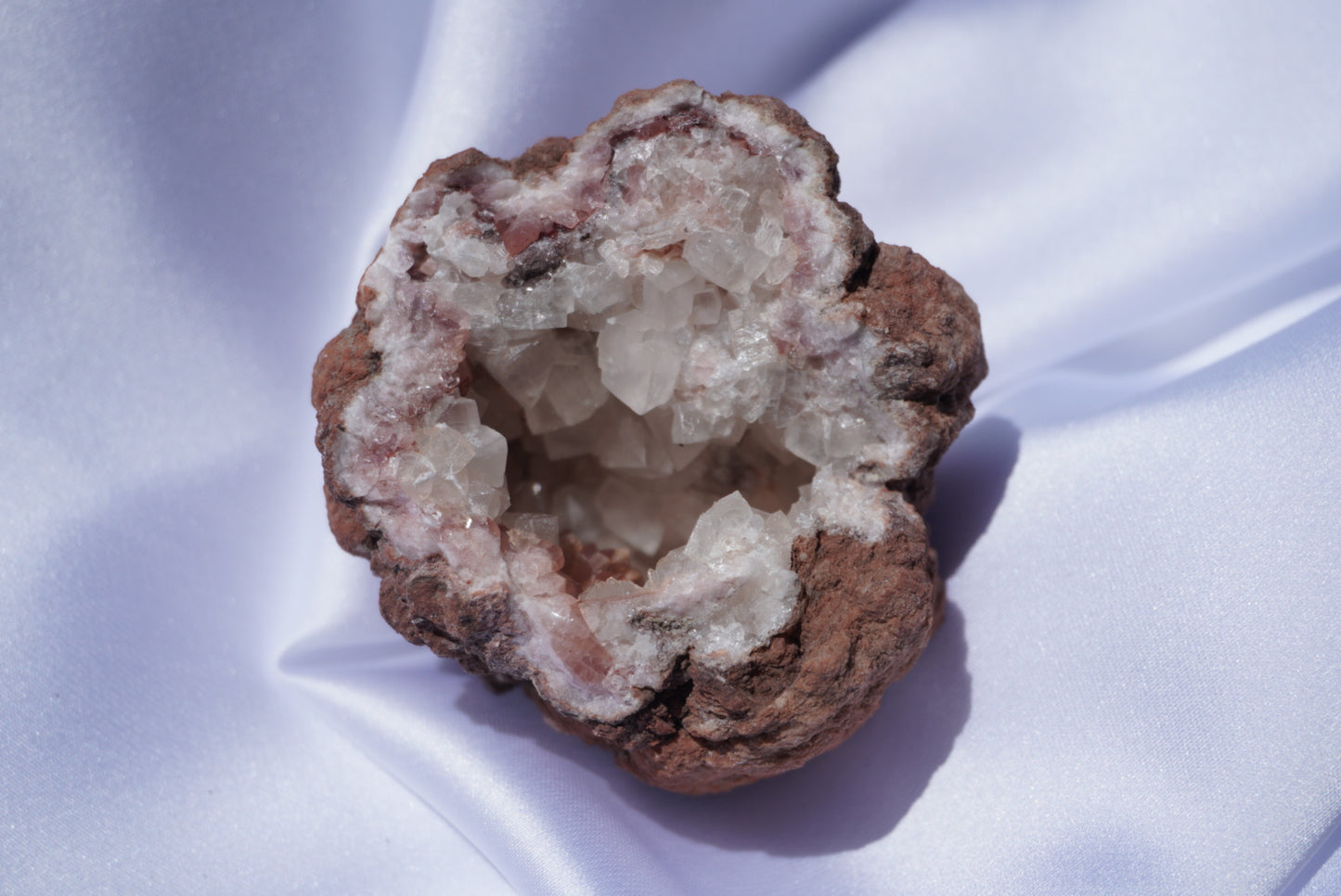 Pink Amethyst Geode with Calcite Inclusions
