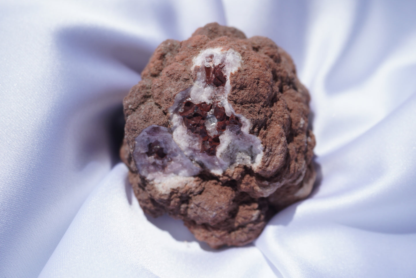 Pink Amethyst Geode with Calcite Inclusions