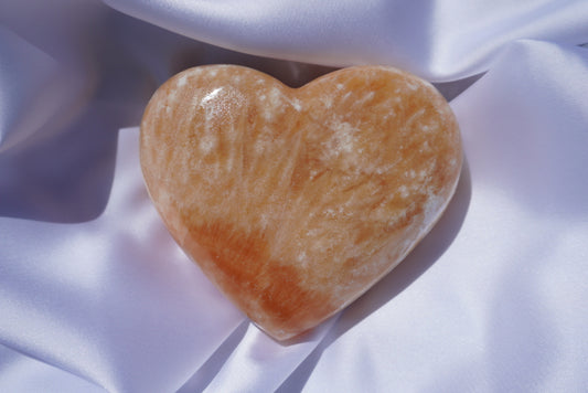 Large Orange Calcite Puffy Heart