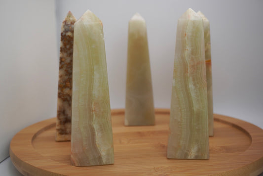 Small Green Banded Onyx Towers