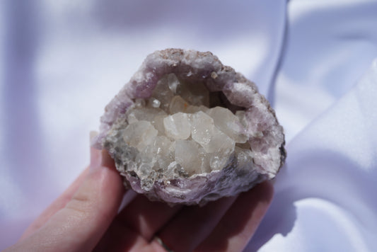 Pink Amethyst Geode With Calcite Inclusions
