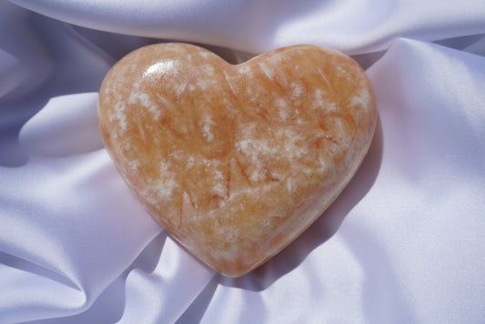 Large Orange Calcite Puffy Heart
